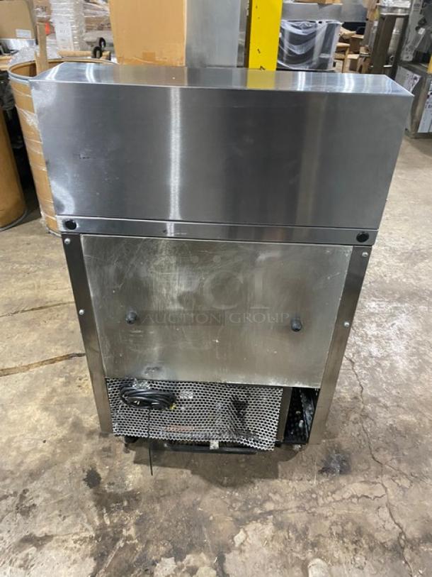 True TSSU-27-12M-C stainless steel refrigerated prep table, single door, cutting board, on casters, 115V, used condition.