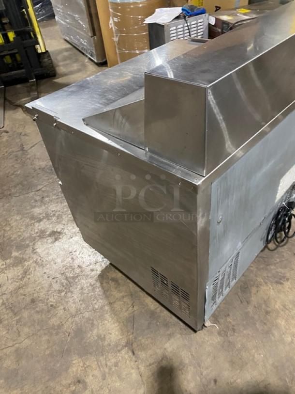 Everest stainless steel 2-drawer refrigerated prep table on casters; industrial condition with visible vents and metal finish.