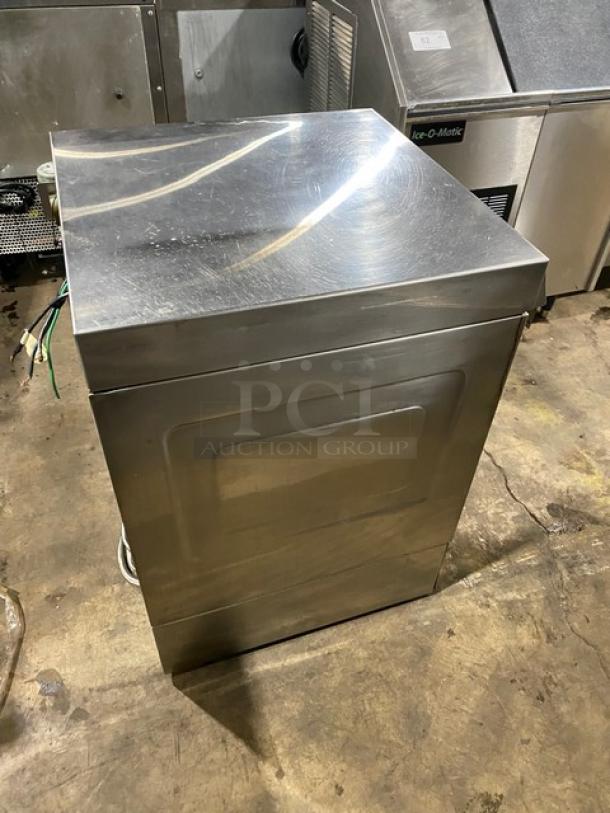 Hobart commercial undercounter dishwasher, stainless steel, electric, 120/208V 1 phase, used condition, visible wiring.