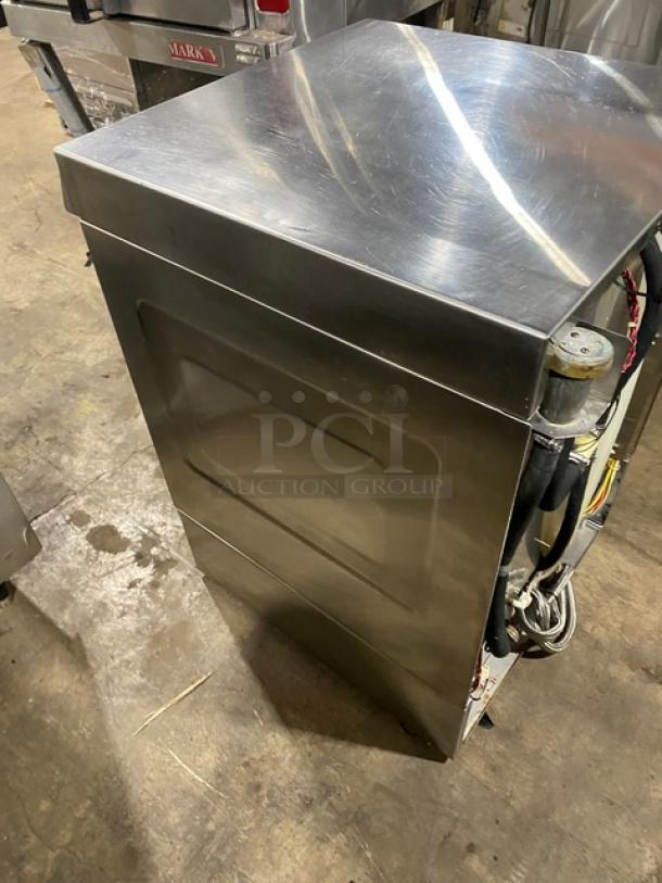 Hobart stainless steel undercounter dishwasher, electric powered, 120/208V, 1 phase, commercial grade, good condition.
