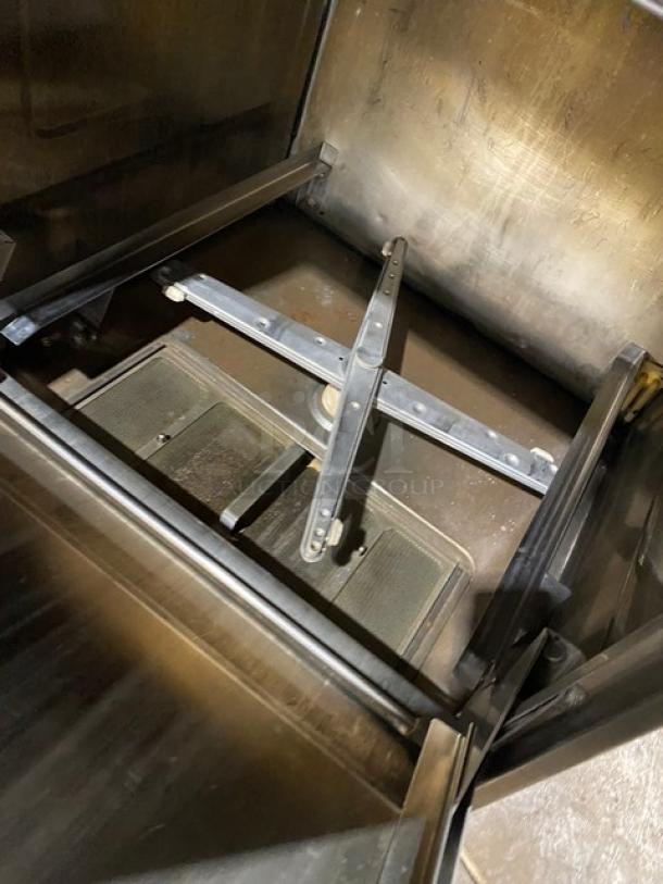 Hobart commercial stainless steel undercounter dishwasher, 120/208V, 1 Phase, in good condition, featuring durable interior.