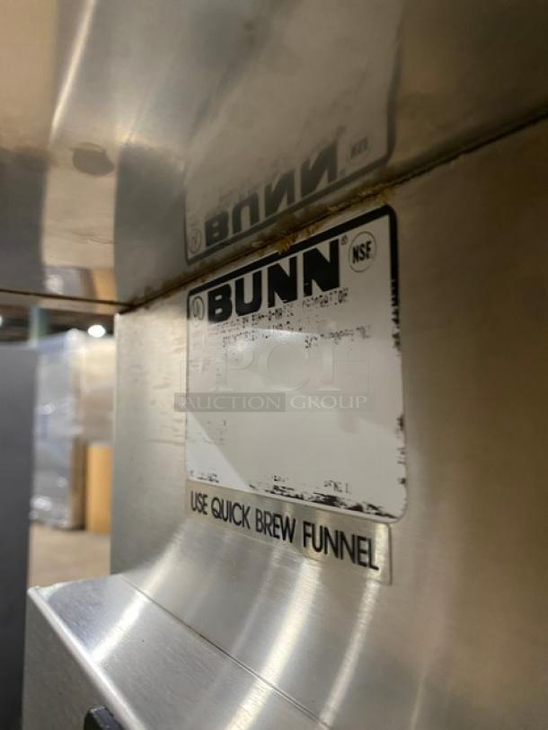 Bunn Commercial Stainless Steel Coffee Brewer, features automatic operation, hot water dispenser, Quick Brew Funnel.