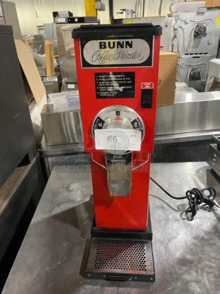 Bunn Commercial Red Electric Powered Countertop Bulk Coffee Grinder! Model: G3 SN: 8406! 120V 1 Phase! - Item #1196328