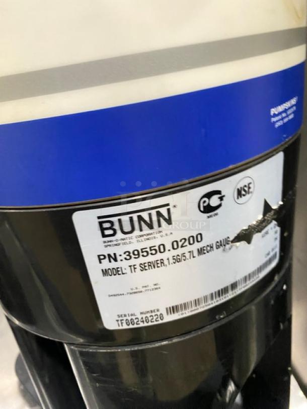 Bunn TF Server commercial portable ThermoFresh with brew-through lid, Model TFServer, in good condition, SN: TF00240220.