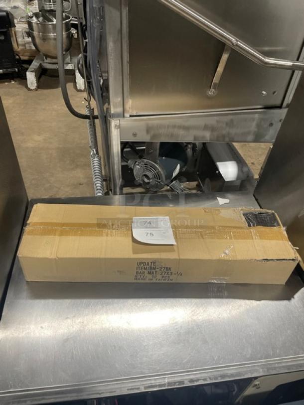 Boxed Update International Model BM-27BK rubber bar service mats, 27-inch, 12 per case, new condition.