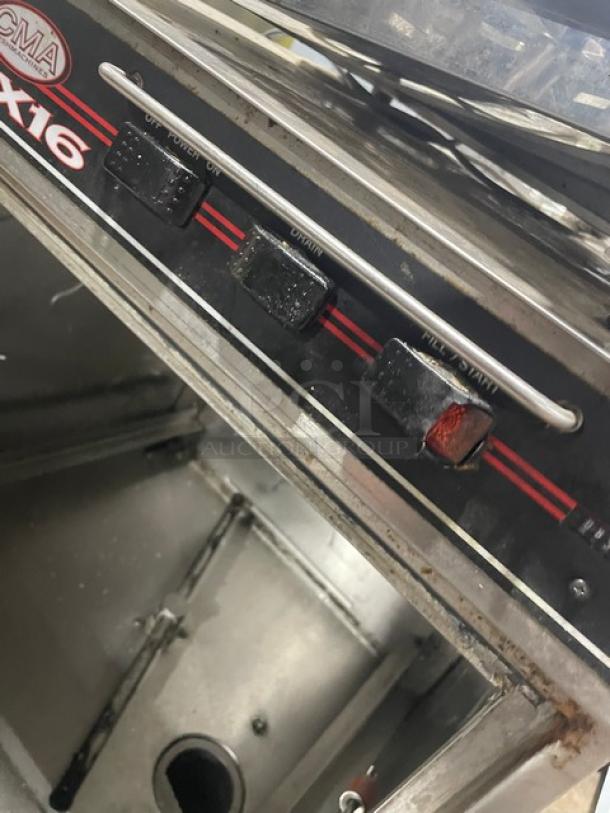 CMA Energy-Mizer L-1X16 Dishwasher, stainless steel, electric, low-temp, with heater, model L1X16, SN: 254632, 115V, used.