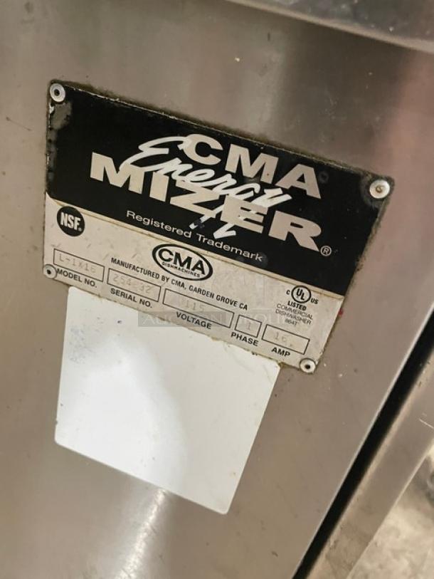 CMA Energy-Mizer L1X16 commercial stainless steel dishwasher, undercounter model, with heater, 115V, serial SN: 254632.