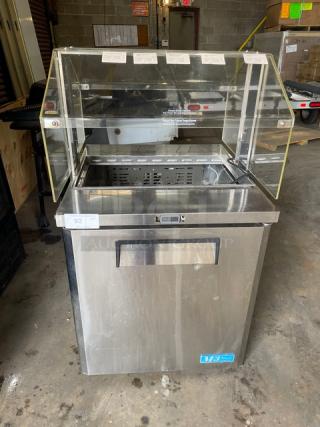 Turbo Air M3 Series Commercial Stainless Steel Single Door Refrigerated Salad/Sandwich Prep Table! With Sneeze Guard! With Poly Coated Wire Rack! Model: MST-28-711S SN: MS2T901013! 115V! - Item #1196478