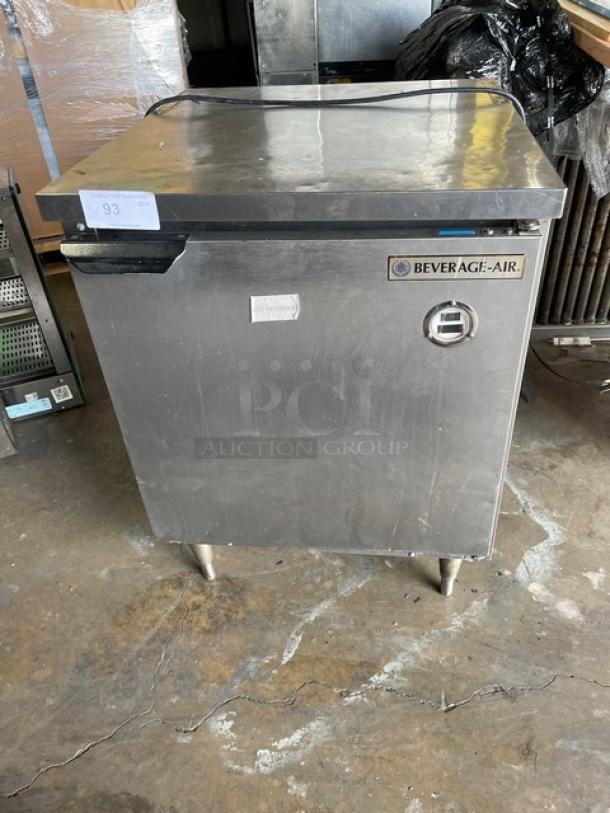Beverage-Air stainless steel single door 27" worktop freezer, model WTF27A, with wire rack, on legs, 115V, 1 phase.