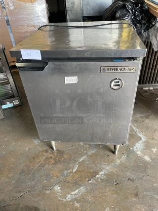 Beverage-Air stainless steel single door 27" worktop freezer, model WTF27A, with wire rack, on legs, 115V, 1 phase.