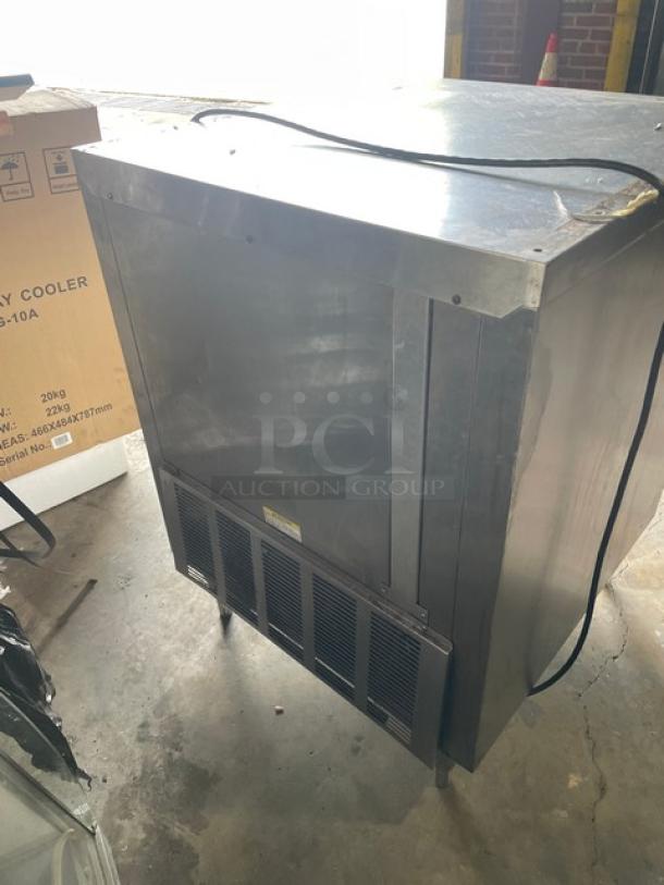Beverage-Air stainless steel single door 27" worktop freezer, model WTF27A, with poly-coated wire rack, 115V, on legs.
