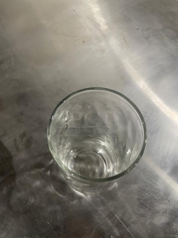 Clear 16.5 oz iced tea/water glass, commercial grade, model 46501, viewed from above. New condition.