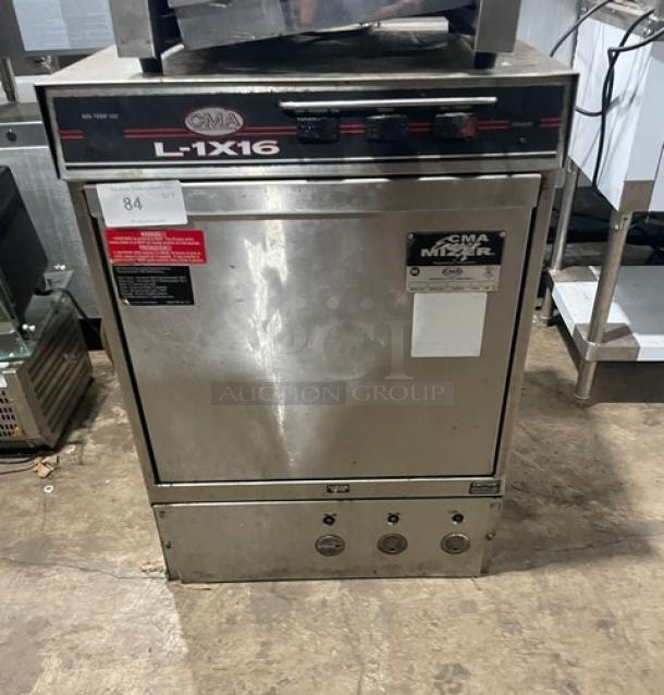 CMA Energy-Mizer L-1X16 stainless steel undercounter dishwasher, electric, low temp, with heater, 115V, 1 phase.