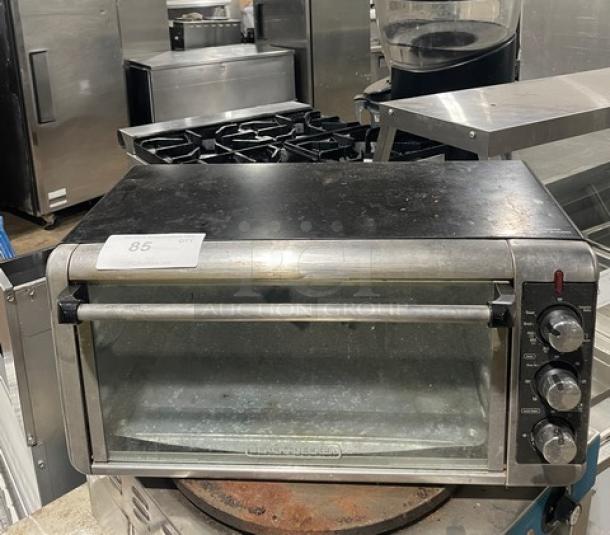 BLACK+DECKER TO3250XSB stainless steel convection toaster oven, 120V, extra wide, on legs, good condition, label "85".