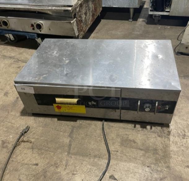 Star Commercial Stainless Steel Electric Warming Drawer, single free-standing unit, visible wear, functional controls.