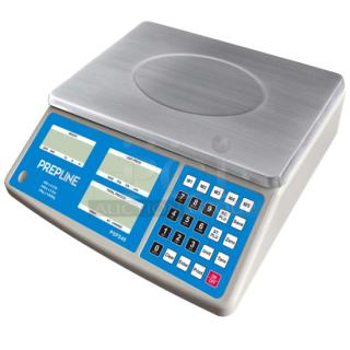 Brand New Prepline PSPS40 commercial-grade 40lb digital scale, stainless steel finish, 115V 1 Phase, keypad, and display.