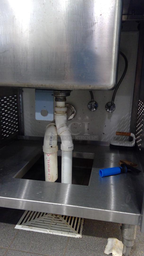 Titan 30" stainless steel sink, visible plumbing and fittings, good condition, sturdy design, ideal for kitchen use.