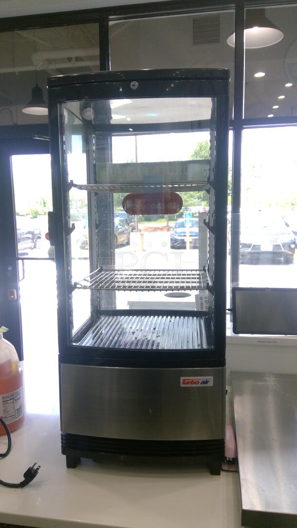 Turbo Air CRT-77-2R-N 17" countertop refrigerator, stainless steel, pass-through access, dual shelves, excellent condition.