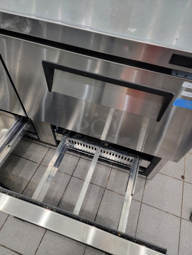 Turbo Air TWR-48SD-D4-N undercounter fridge, stainless steel, four drawers, visible control panel, used condition.