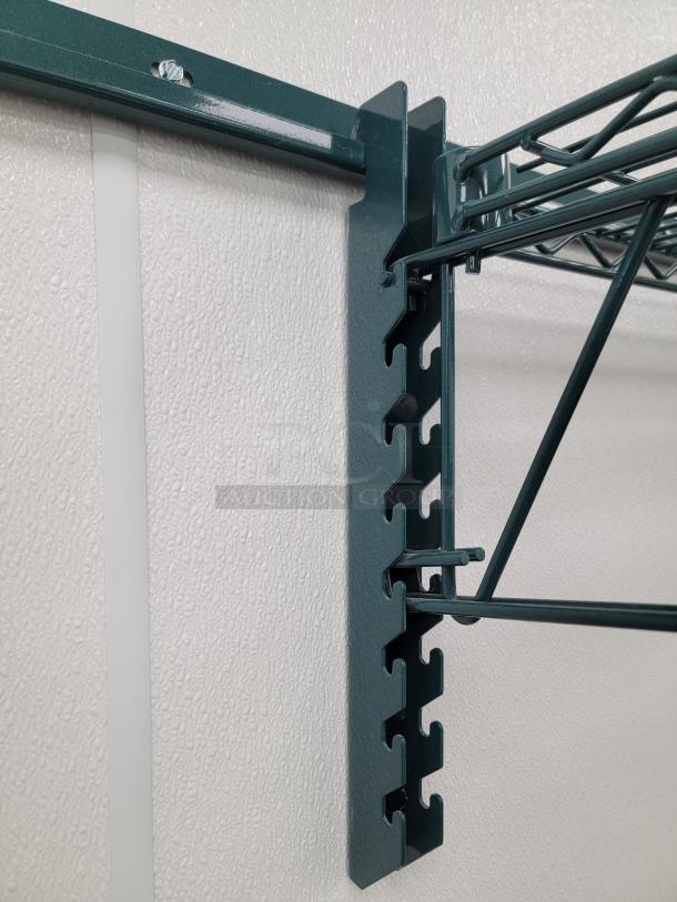 Metro Green Epoxy Wall-Mount Shelving Bracket, adjustable, corrosion-resistant, approx. 40 linear feet storage capacity.