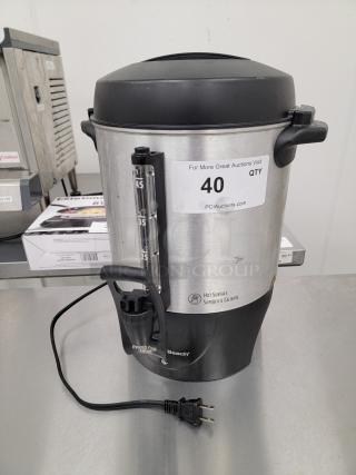 Hamilton Beach Commercial Coffee Urn - Model 40521 Large Capacity! Need to keep large quantities of coffee hot and ready for your customers or event guests? This Hamilton Beach commercial coffee urn is a reliable workhorse for any busy setting! - Item #1196535
