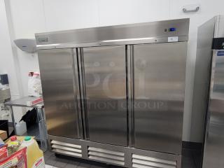 Supera PCF3-SI-HC 3-door commercial refrigerator, stainless steel, robust build, ideal for high-volume kitchens.
