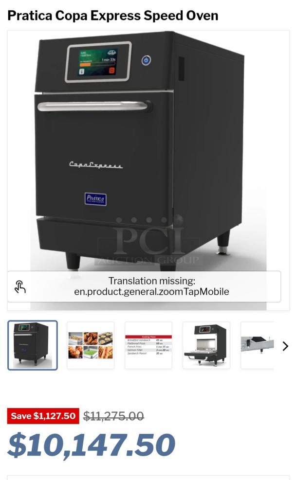 Prática Copa Express Black High Speed Oven, ideal for rapid cooking in commercial kitchens. Includes bonus oven cleaner.
