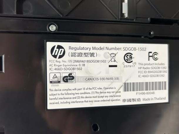 HP OfficeJet 4650 All-in-One Printer, Model SDGOB-1502, regulatory label shown, fully tested, great condition.