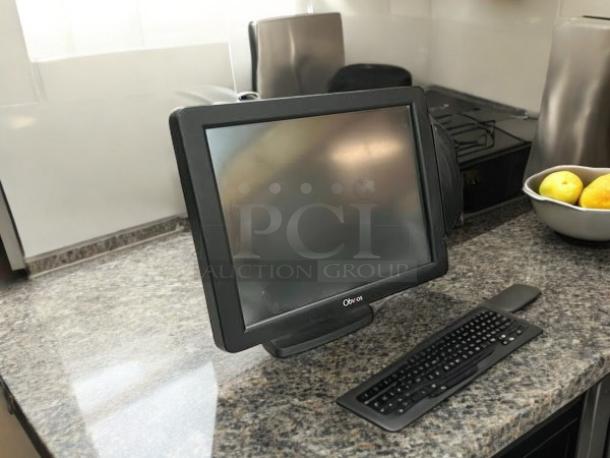 15" SANYO AEGIS-152TA black P.O.S monitor in excellent condition, fully tested. Includes visible brand label "Obvious."