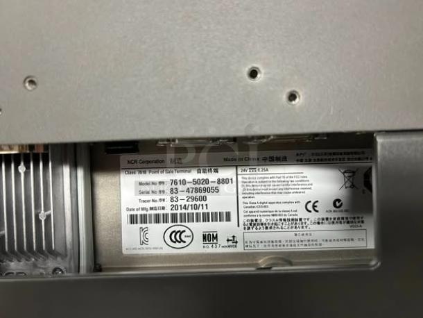 Semi-new NCR Model 7610-5020-8801 POS terminal. Intel make. Fully tested. Includes serial and tracer numbers.