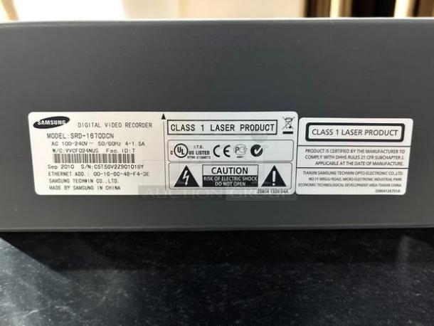 Samsung SRD-1652D DVR, used, excellent condition. Features 16 channels, 3TB storage, and fully tested functionality.