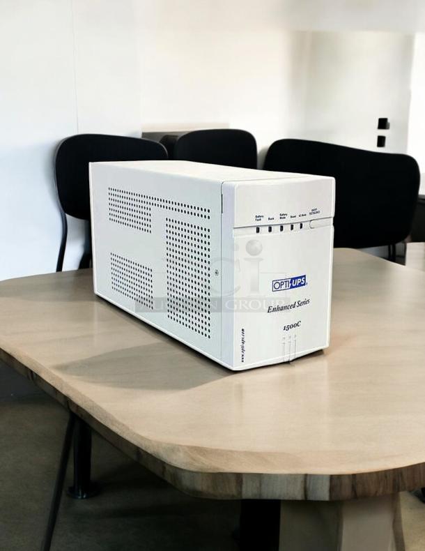 Opti-UPS ES1500C, 8-outlet line interactive UPS, 980W 1400VA, great condition, fully tested, visible labels and vents.