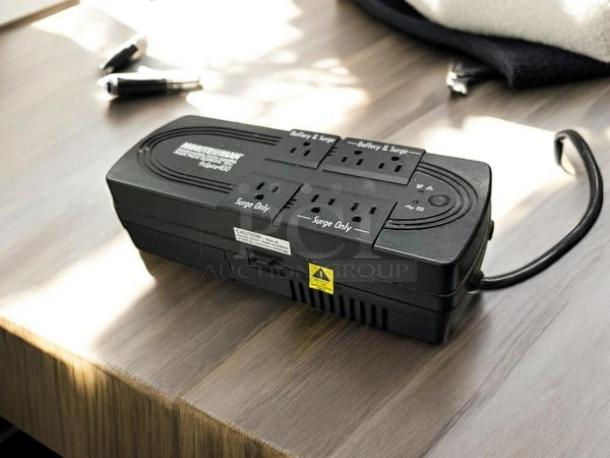 MinuteMan EnSpire EN400 standby UPS, fully tested, in excellent condition. Features various labeled outlets for battery and surge protection.
