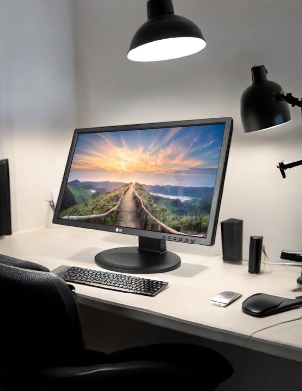 LG 22MB35PY-I 22" Full HD IPS LED monitor, great condition, fully tested, working, on a desk setup.