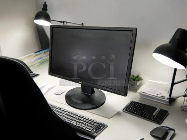LG 22MB35PY-I 22" Full HD Widescreen IPS LED Monitor in great condition, on a desk setup. Fully tested and working.