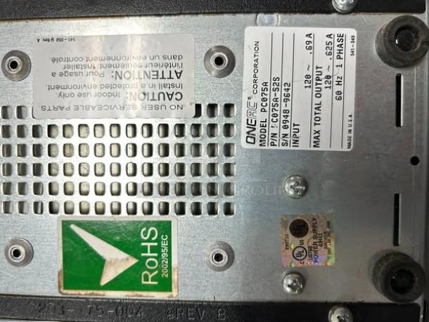 OneAC ConditionOne Power Line Conditioner Model PC075A, fully tested, excellent condition. Labels indicate model and RoHS compliance.