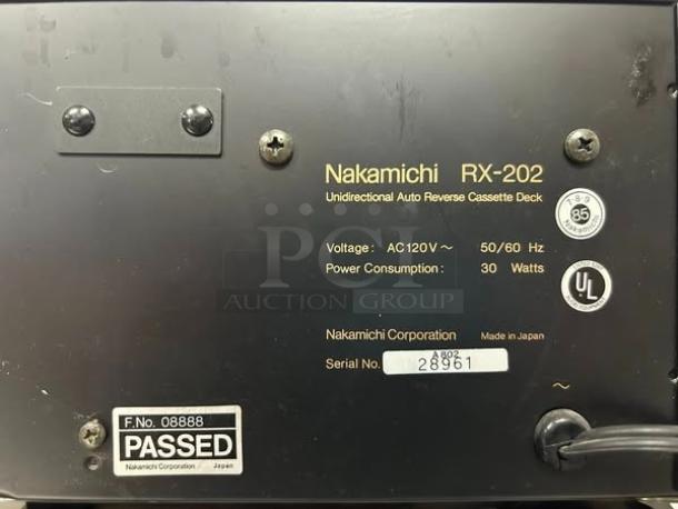 Nakamichi RX-202 cassette deck, vintage 1982, autoreverse, fully tested, excellent condition, serial number 28961, made in Japan.