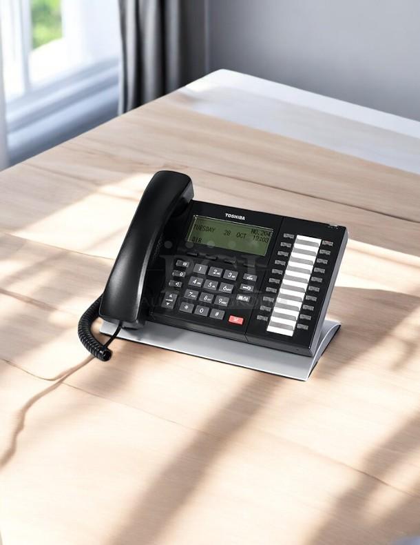 Toshiba DP5032-SD digital telephone in excellent condition, fully tested, with LCD display and multiple function buttons.