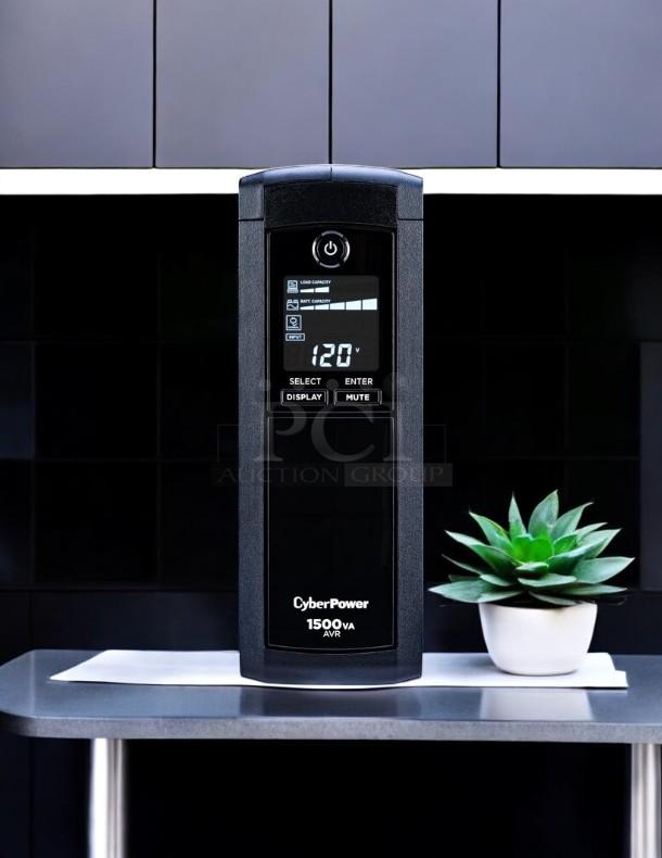 CyberPower CP1500AVRLCDTAA UPS, excellent condition, 1500VA, 900W, 12 outlets, AVR, TAA and UL certified, LCD display.