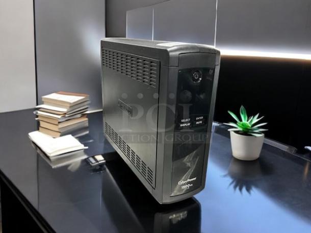 CyberPower CP1500AVRLCDTAA UPS, 1500VA, 900W, 12 outlets, AVR, mini tower. Excellent condition, fully tested, TAA, UL certified.