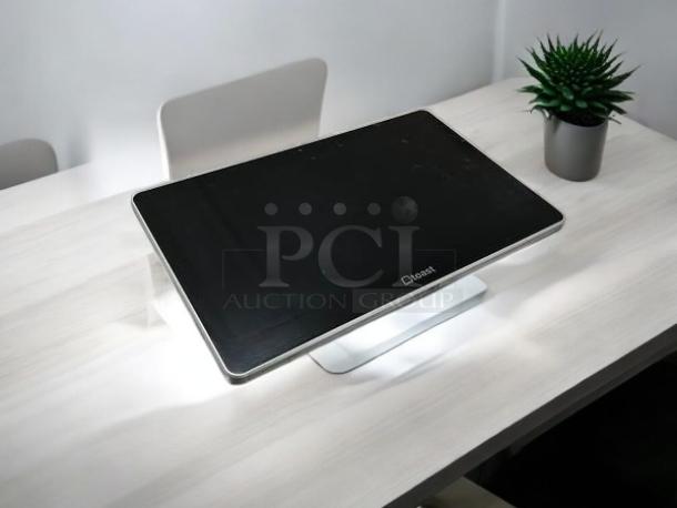 Toast Flex TK200 touchscreen POS monitor in amazing condition, black, fully tested and working, on a white stand.