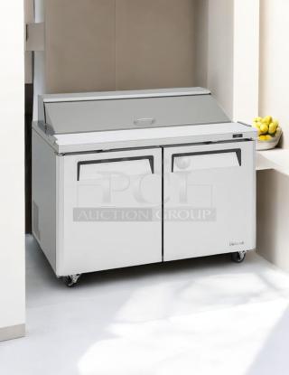 Turbo Air MST-48-N 48" stainless steel refrigerated sandwich prep table, excellent condition, 2 doors, 115v, tested.