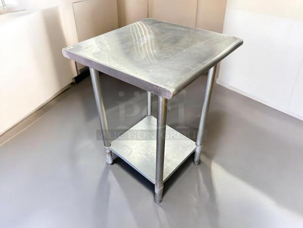 Eagle Group T2424B-1X worktable, stainless steel top, 24"x24", sturdy legs, lower shelf, good condition.