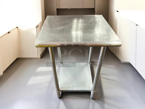 Eagle Group T2424B-1X Budget Series WorkTable with stainless steel top, 24x24 inches, featuring lower shelf, sturdy condition.
