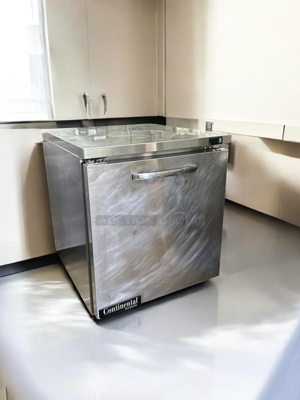 Continental SW27N-U 27" undercounter refrigerator, stainless steel, single door, tested and working, in excellent condition.