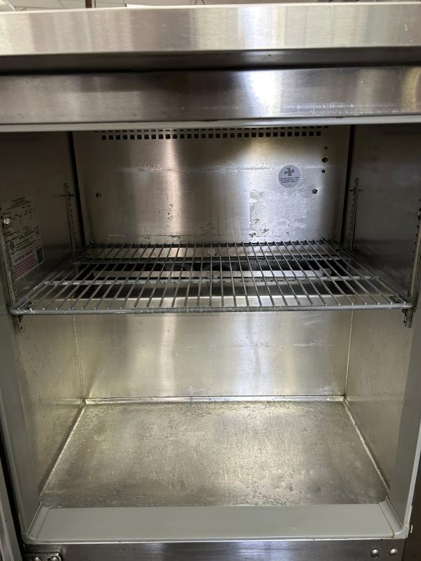 Continental SW27N-U 27" undercounter refrigerator, stainless steel interior, tested and working, single section and door, 115v.