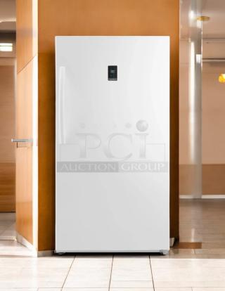 Insignia 17 Cu. Ft. white upright freezer, garage-ready, ENERGY STAR certified, model with tested and working condition.