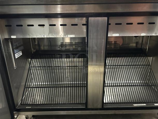 Turbo Air MST-48-N M3 Series 48" refrigerated sandwich prep table with 2-tier overshelf, stainless steel, great condition.