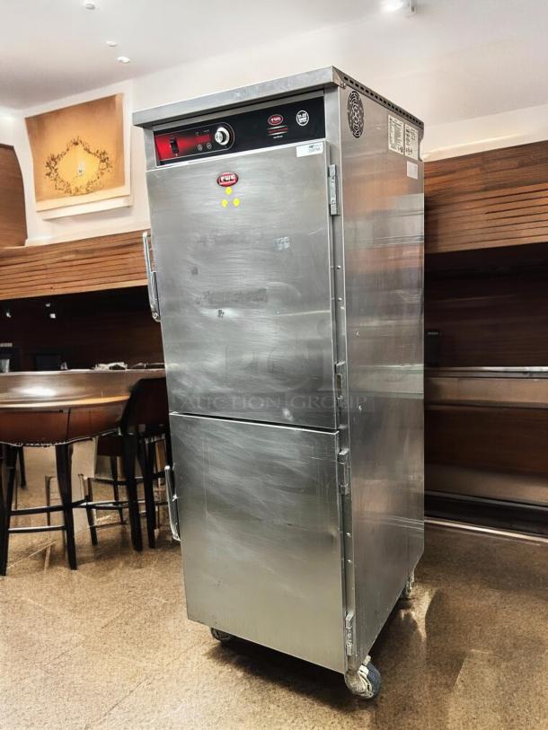 FWE UHST-12-OTB mobile heated holding cabinet, 13 pan capacity, stainless steel, solid doors, tested & working, 120V.