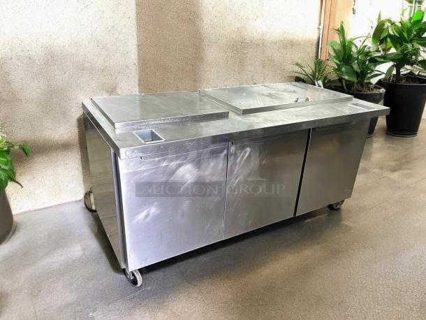 Continental Refrigerator SW72-N-18C 72" Sandwich Prep Table, 3 doors, stainless steel, tested, great condition.